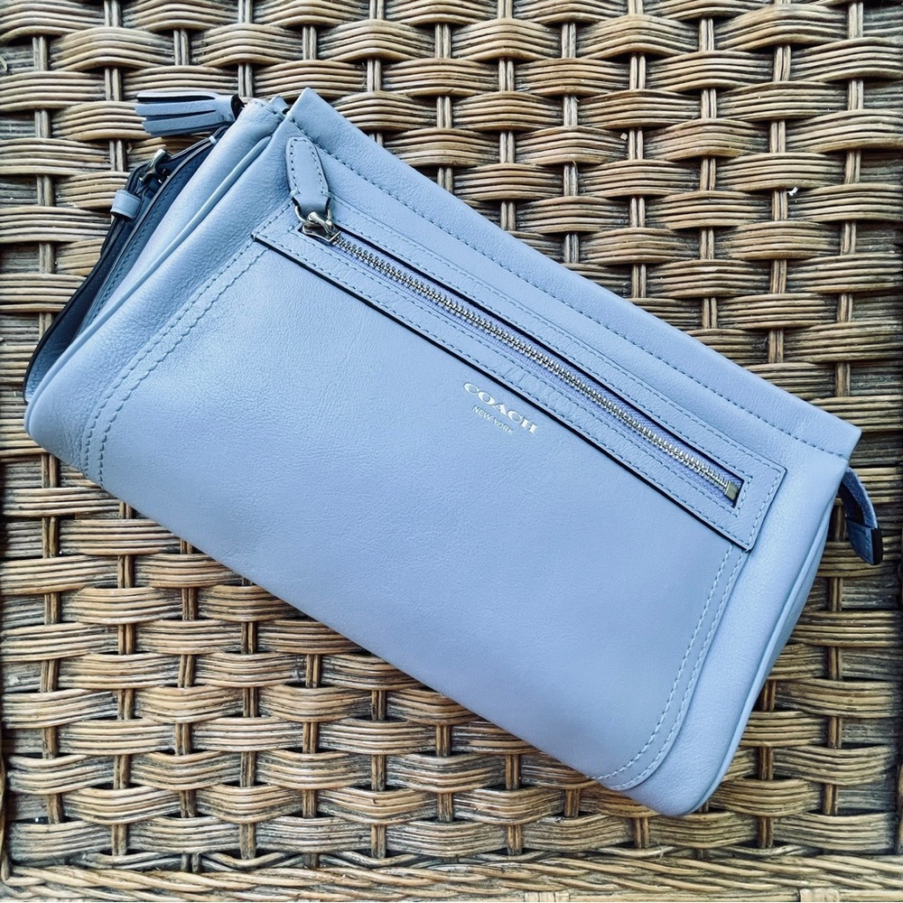 Blue Coach Leather Clutch/Wristlet - EUC